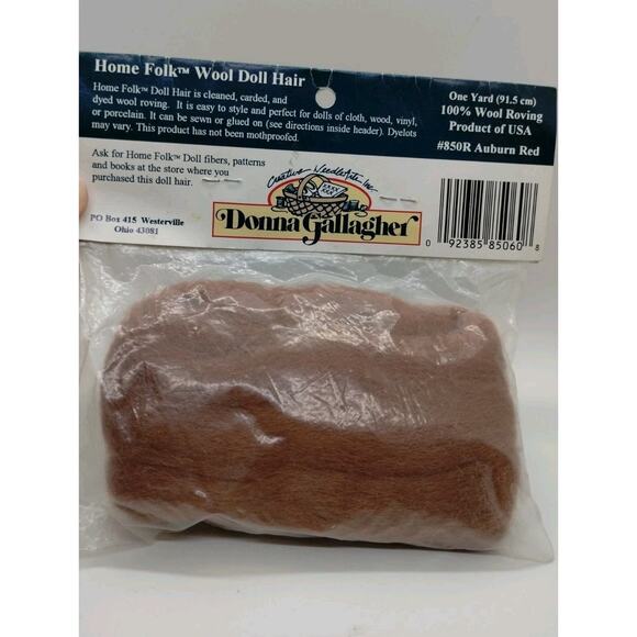 Home Folk Wool Doll Hair - One Yard - #850R Auburn Red - Picture 2 of 3